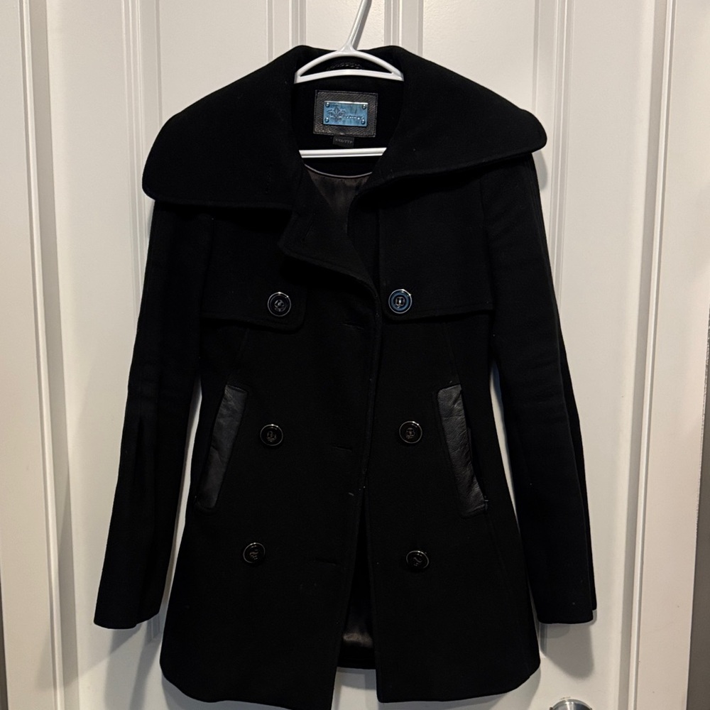 Mackage Black Double-Breasted Pea Coat